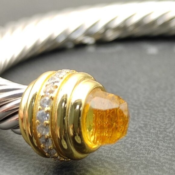 David Yurman sterling silver bracelet, set with 18K yellow gold and citrine, 7mm - Picture 10 of 10